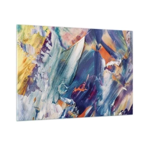 Obraz na szkle - Dynamiczna abstrakcja z grubymi pociągnięciami farby - 100x70cm - Zamęt koloru - Nowoczesna dekoracja ścienna do salonu, kuchni i sypialni ARTTOR