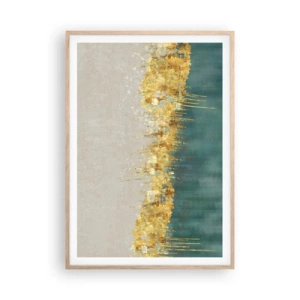 Plakat w ramie jasny dąb - Złota granica - 70x100 cm