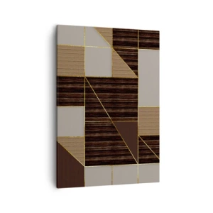 Obraz na płótnie - Geometryczna kompozycja w odcieniach brązu, beżu i złota - 50x70cm - Mozaika brązów i złota - Nowoczesna dekoracja ścienna do salonu, kuchni i sypialni ARTTOR