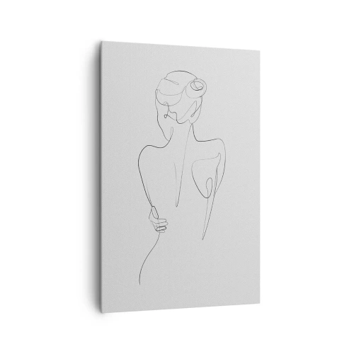 Obraz na płótnie - Linia konturowa przedstawiająca kobiecą sylwetkę na jasnym tle - 80x120cm - Muzyka ciała - Nowoczesna dekoracja ścienna do salonu i sypialni ARTTOR