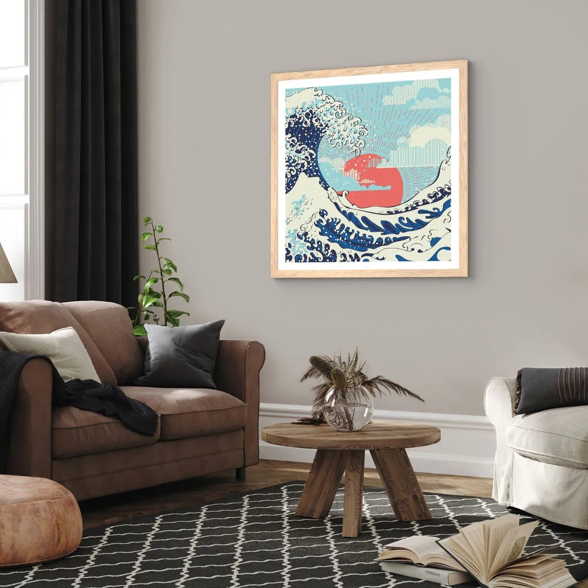 Plakat w ramie jasny dąb - Z japońskich inspiracji - 30x30 cm