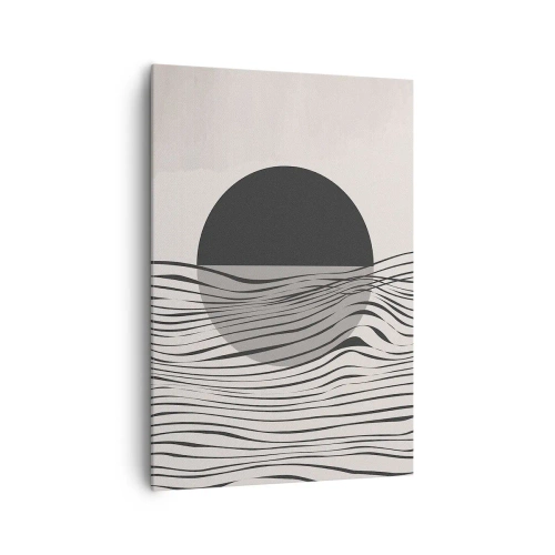 Obraz na płótnie - Abstrakcyjne linie i geometryczne kształty w stonowanych barwach - 70x100cm - Kompozycja połowiczna - Nowoczesna dekoracja ścienna do salonu i sypialni ARTTOR