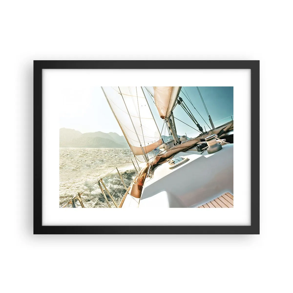 Plakat w czarnej ramie - Pod pełnymi żaglami - 40x30 cm