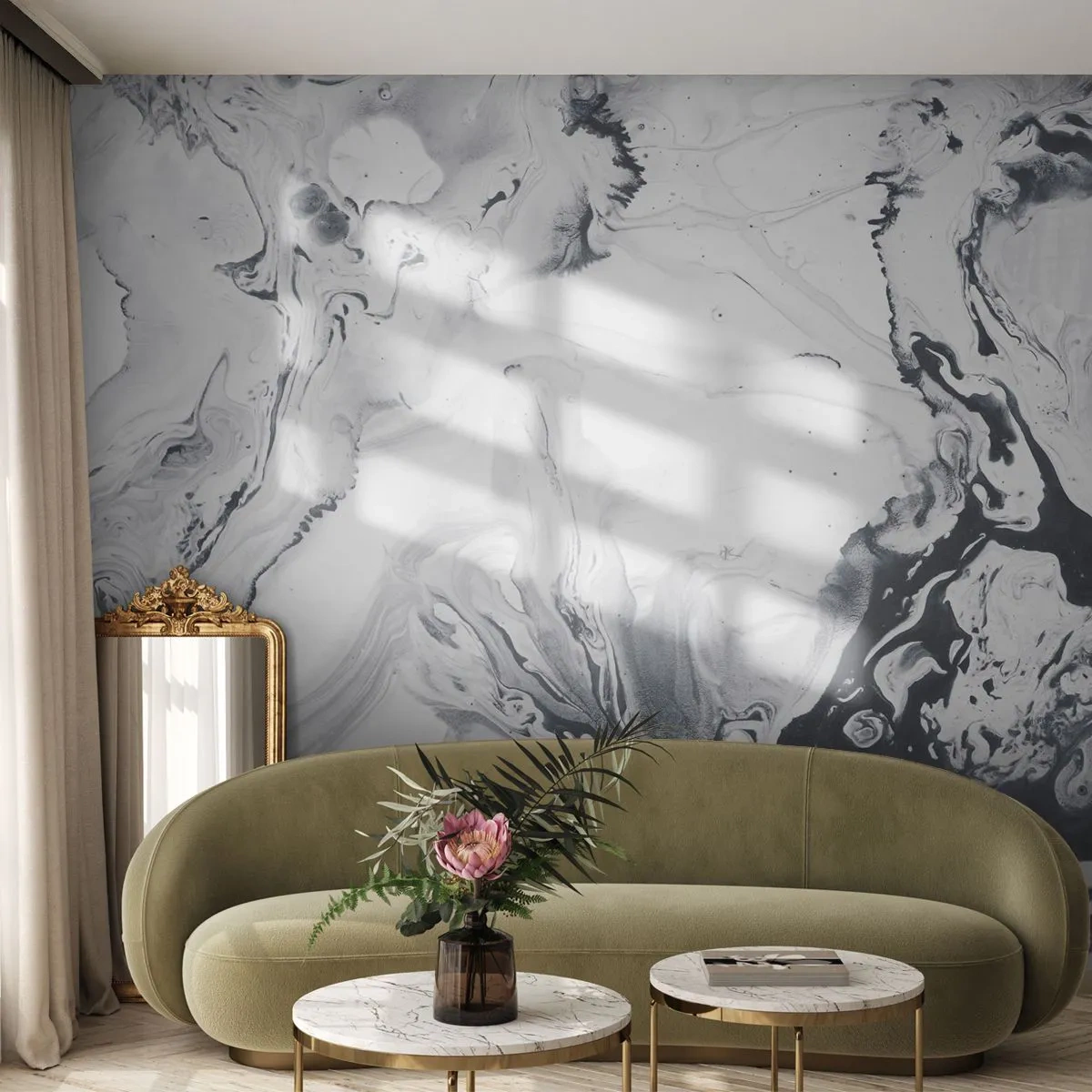 Fototapeta Premium Canvas - Wnętrze Ziemi - Abstrakcja, Sztuka, Czarno-Biały - 300x210 cm