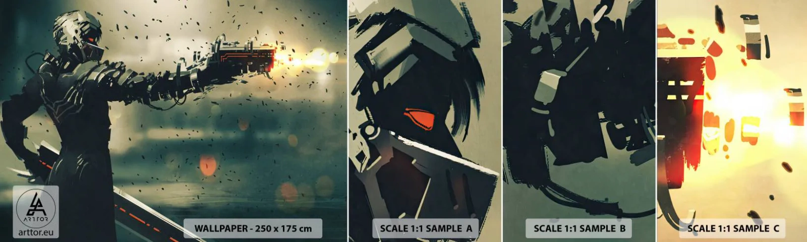 Fototapeta Próbka Samoprzylepna Deluxe Sticker - Zabójcza broń - twój własny Terminator - Abstrakcja, Fantasy, Wojownik Przyszłości - 100x30 cm