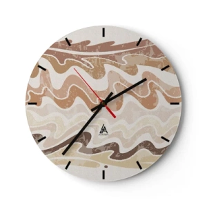 Zegar ścienny - Faliste linie w ciepłych, piaskowych odcieniach - 30x30cm - Dobra energia – dobre emocje - Nowoczesna dekoracja ścienna do salonu, kuchni i sypialni ARTTOR