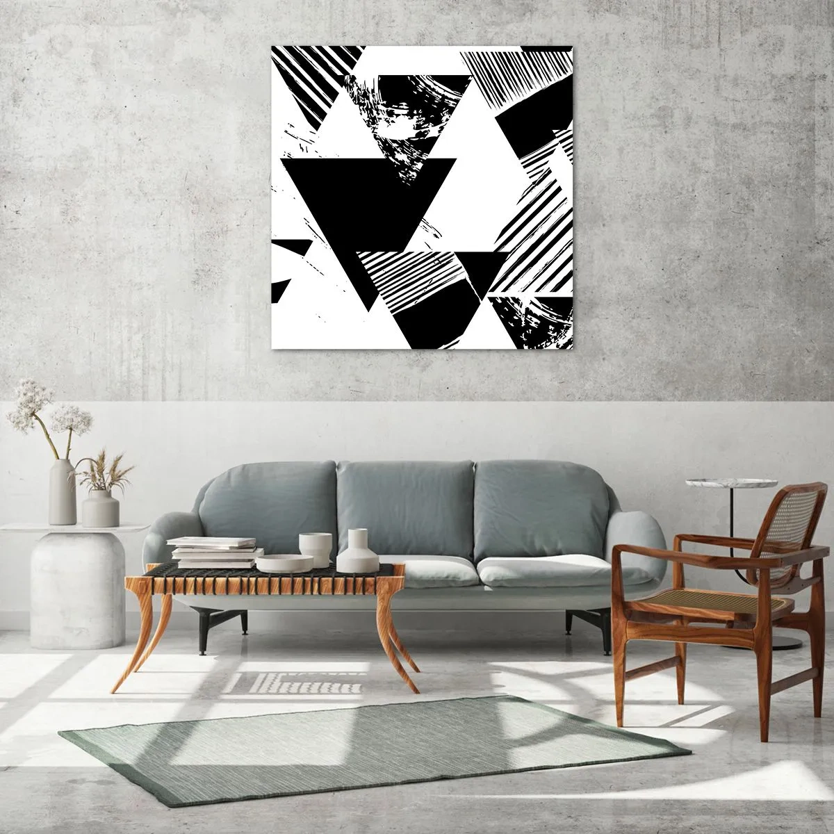 Obraz na szkle - Deszcz trójkątów - 70x70 cm