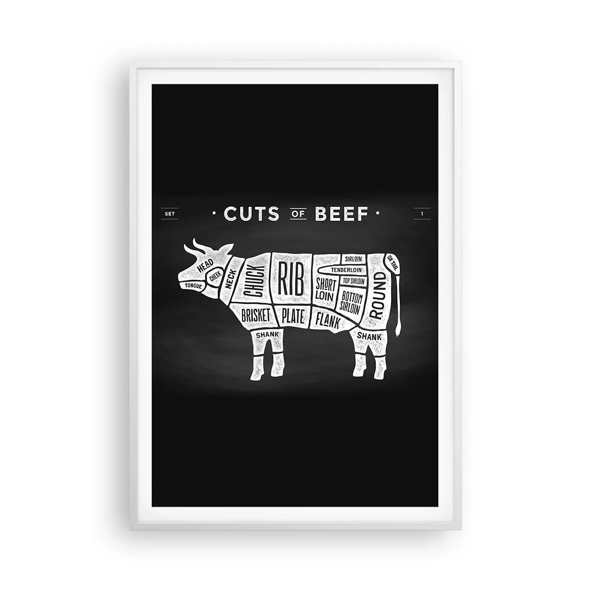 Plakat w białej ramie - Elementarz masarza - 70x100 cm