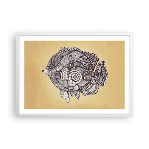 Plakat w białej ramie - Z oceanu ornamentów - 70x50 cm