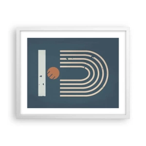 Plakat w białej ramie - Geometria na granacie - 50x40 cm