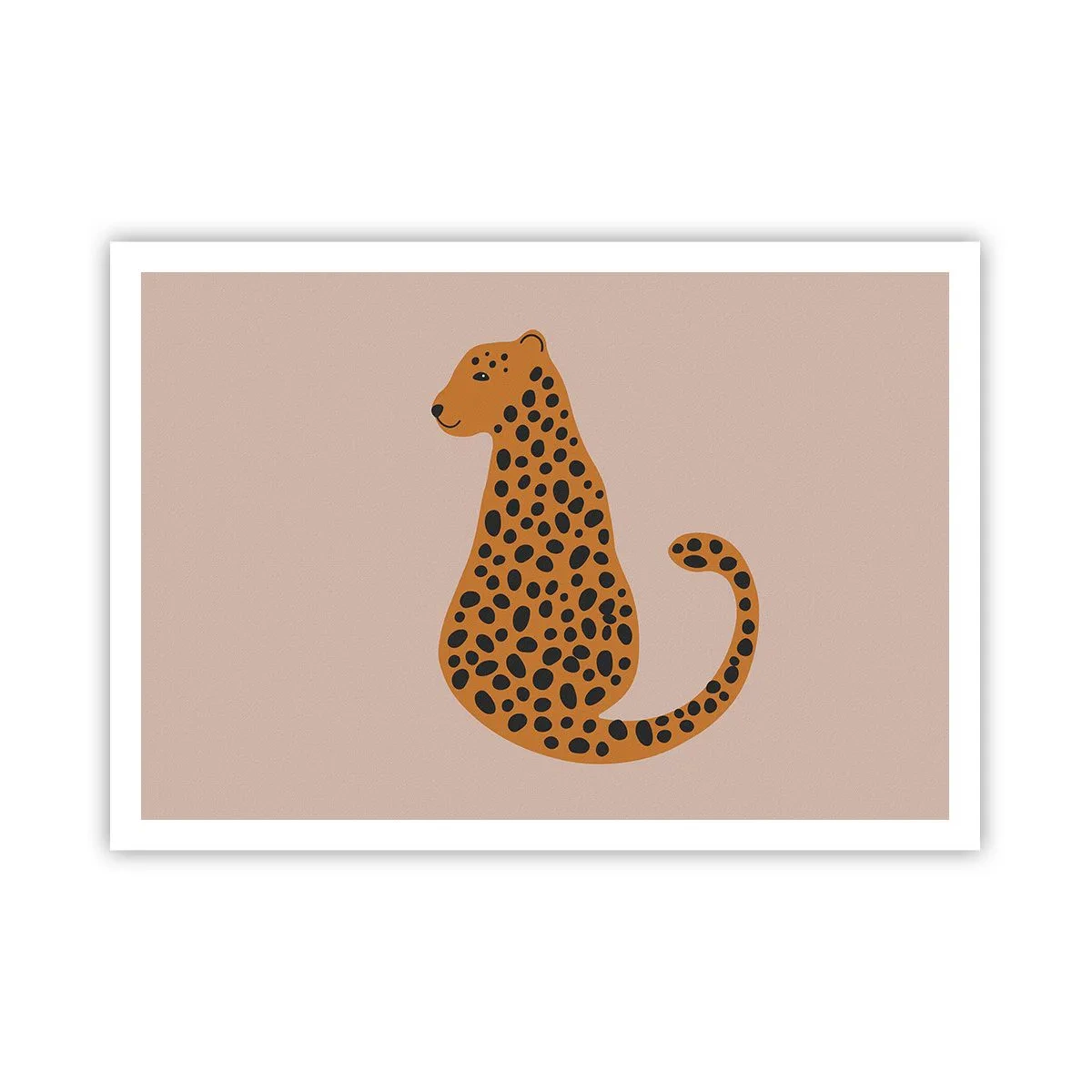 Plakat - Minimalistyczny rysunek pantery na beżowym tle - 100x70cm - Panterka to modny wzór - Nowoczesna dekoracja ścienna do salonu i sypialni ARTTOR