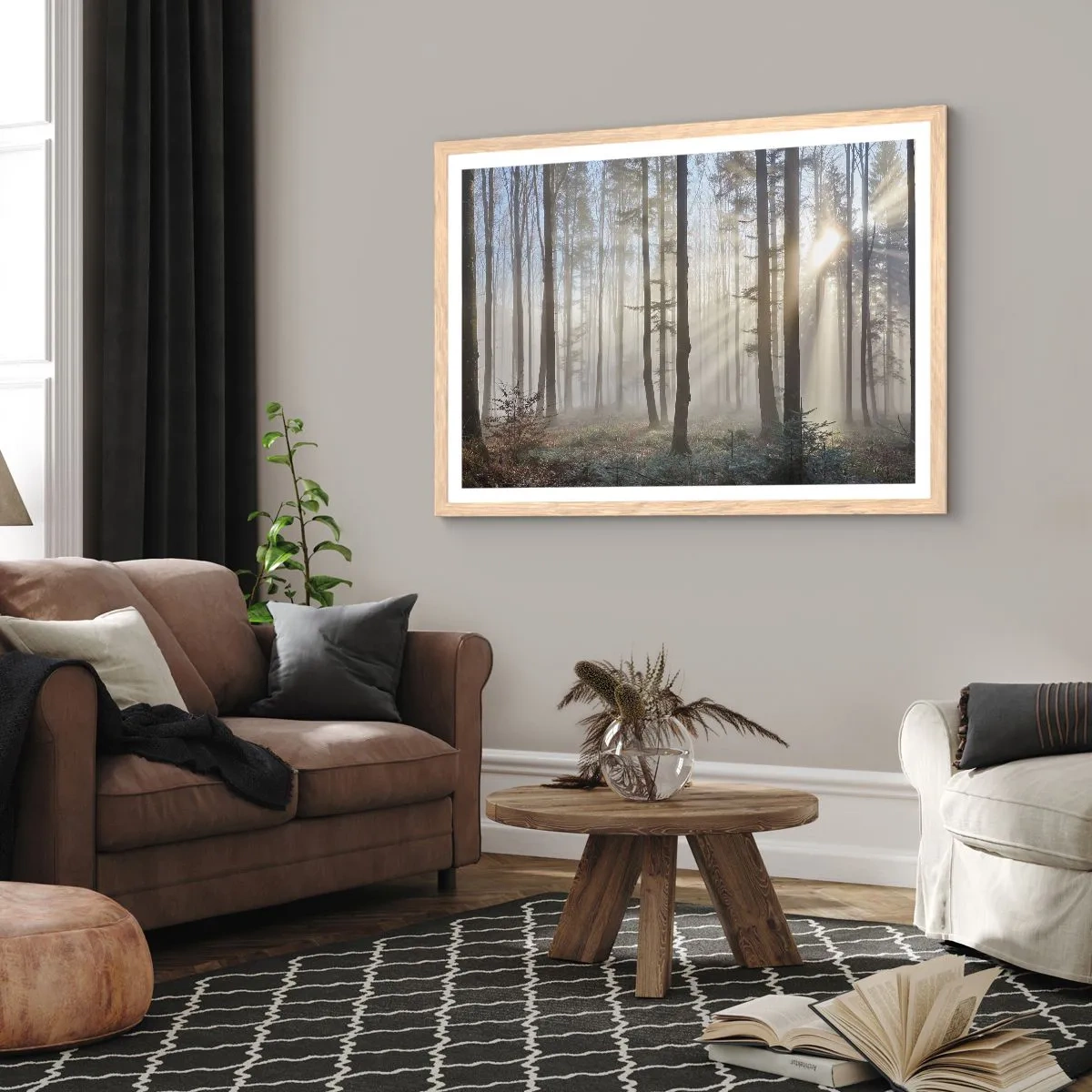 Plakat w ramie jasny dąb - Mgła też się zbudziła - 91x61 cm