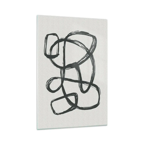 Obraz na szkle - Abstrakcyjne linie tworzące swobodne kształty na jasnym tle - 70x100cm - Zapętlona abstrakcja - Nowoczesna dekoracja ścienna do salonu i sypialni ARTTOR