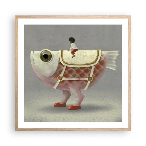 Plakat w ramie jasny dąb - Ryboński jeździec - 60x60 cm