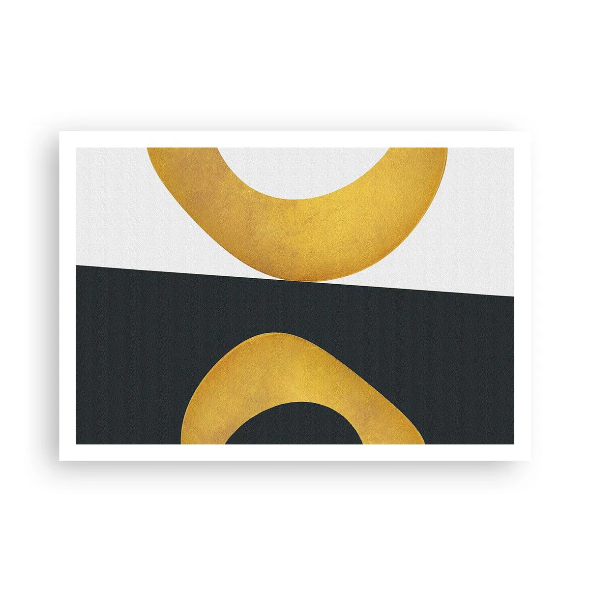 Plakat - Geometryczne kształty w złocie na białym i ciemnym tle - 100x70cm - Po pierwsze: złoto - Nowoczesna dekoracja ścienna do salonu i sypialni ARTTOR