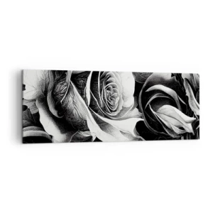 Obraz na płótnie - Czarno-białe róże w eleganckiej kompozycji - 140x50cm - Zawsze królowa - Nowoczesna dekoracja ścienna do salonu i sypialni ARTTOR
