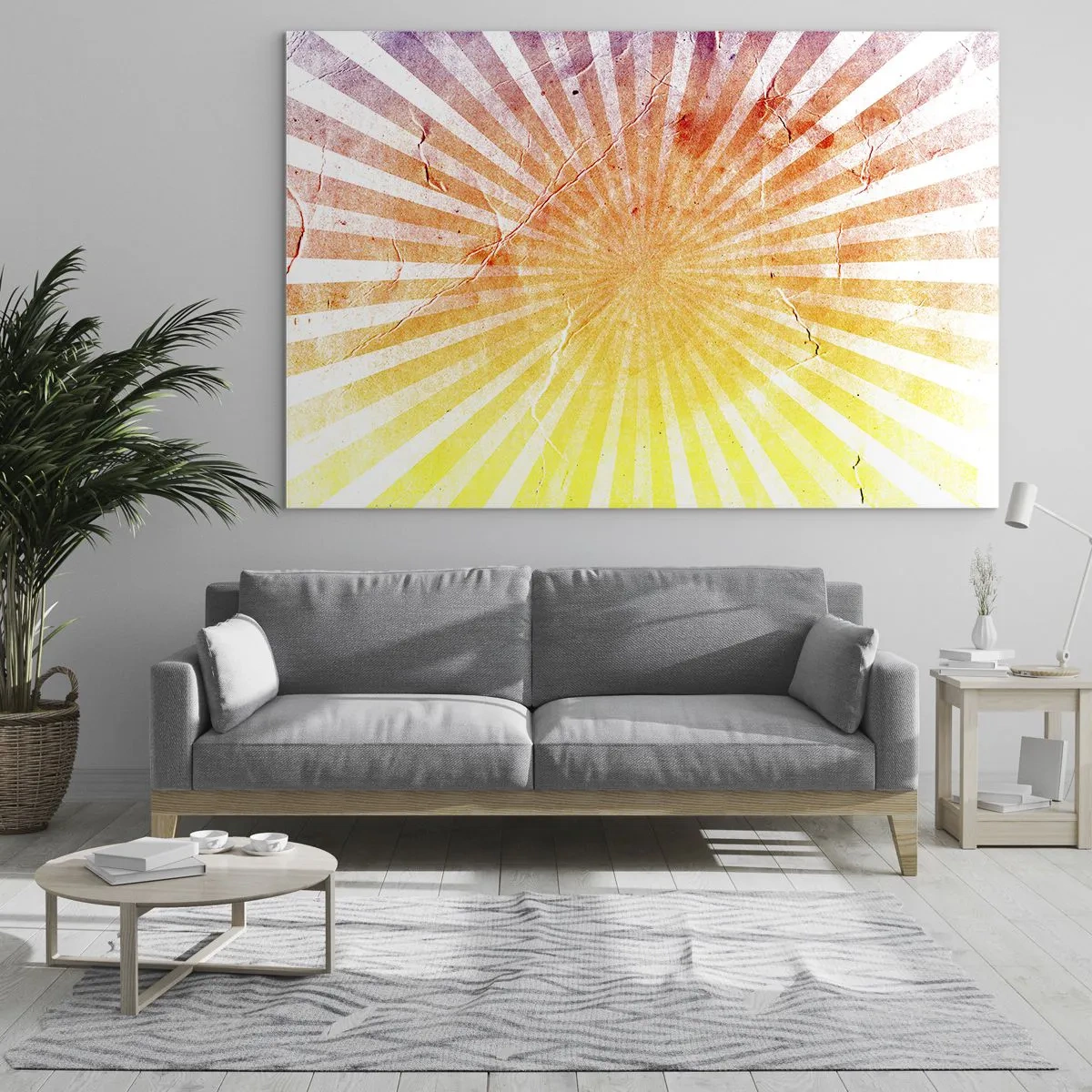 Obraz na szkle - Promienie wschodzącego lub zachodzącego słońca w stylu retro - 70x50cm - Wschody i zachody - Nowoczesna dekoracja ścienna do salonu i sypialni ARTTOR