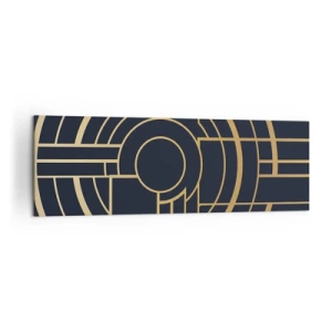 Obraz na płótnie - Geometryczny wzór z liniami w złotym kolorze - 160x50cm - Obroty rzeczy - Nowoczesna dekoracja ścienna do salonu i sypialni ARTTOR
