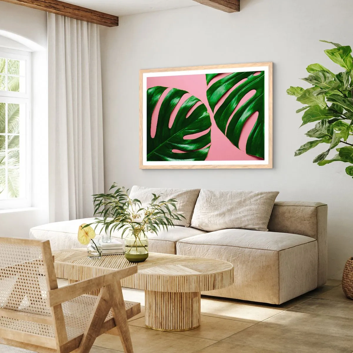 Plakat w ramie jasny dąb - Zielone rendez-vous - 70x50 cm