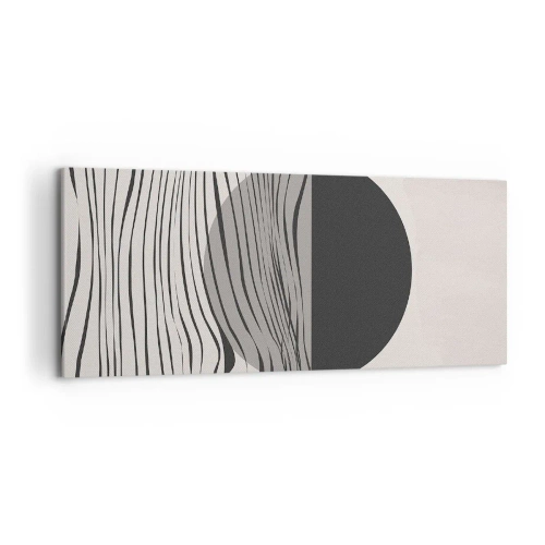 Obraz na płótnie - Abstrakcyjne linie i geometryczne kształty w stonowanych barwach - 120x50cm - Kompozycja połowiczna - Nowoczesna dekoracja ścienna do salonu i sypialni ARTTOR