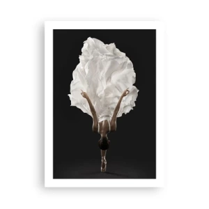 Plakat - Tancerka w białej sukni unosząca się w powietrzu, na czarnym tle - 50x70cm - Niezwykłe pas - Nowoczesna dekoracja ścienna do salonu, kuchni i sypialni ARTTOR