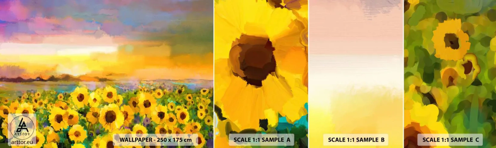 Fototapeta Próbka Samoprzylepna Deluxe Sticker - Samo słońce zstąpiło na ziemię - Pole Słoneczników, Słonecznik, Natura - 100x30 cm