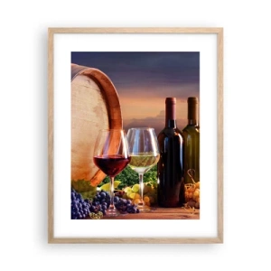 Plakat w ramie jasny dąb - Tu życie ma smak - 40x50 cm