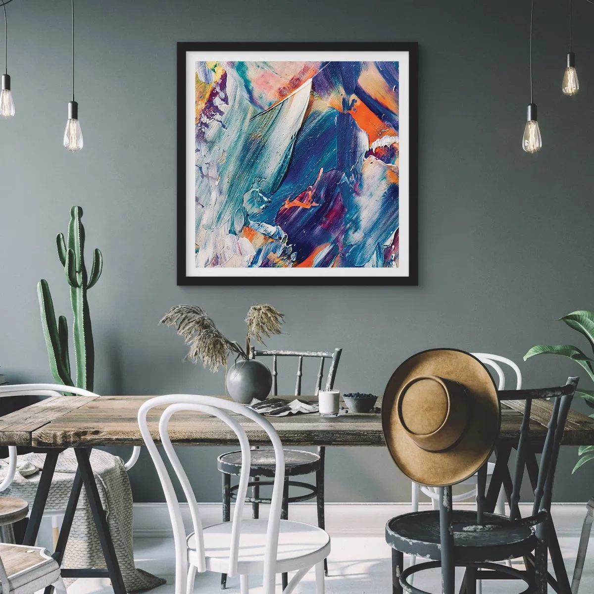 Plakat w czarnej ramie - Zamęt koloru - 60x60 cm