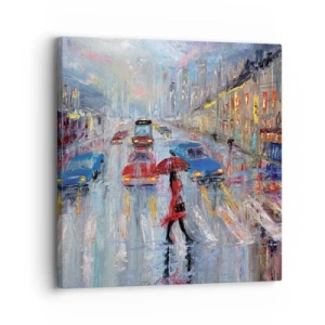 Obraz na płótnie - Deszczowe popołudnie w mieście - 30x30 cm