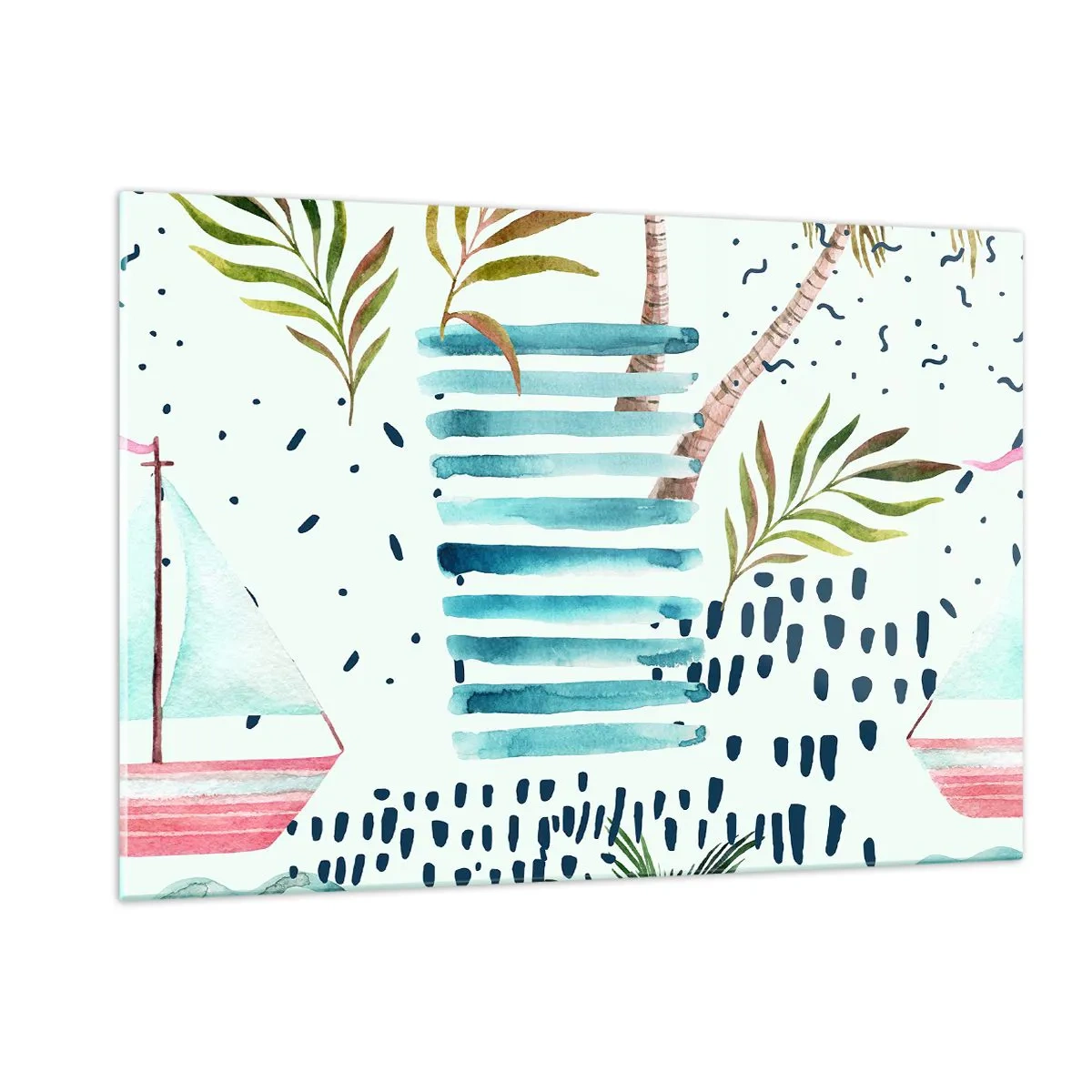 Obraz na szkle - Wakacje pod palmami - 120x80cm - Wakacje pod palmami - Nowoczesna dekoracja ścienna do salonu, kuchni i sypialni ARTTOR