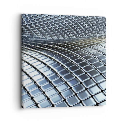 Obraz na płótnie - Metaliczna srebrna fala - 30x30 cm