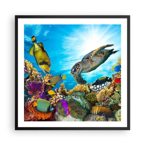 Plakat w czarnej ramie - Koralowa promenada - 60x60 cm