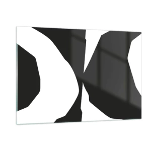 Obraz na szkle - Czarno-biała kompozycja graficzna w kontrastowym stylu pozytyw-negatyw - 120x80cm - Pozytyw -negatyw - Nowoczesna dekoracja ścienna do salonu, kuchni i sypialni ARTTOR