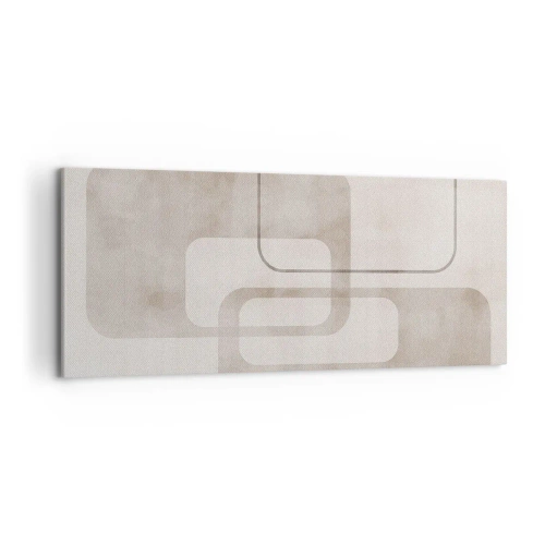 Obraz na płótnie - Minimalistyczna kompozycja z prostokątami w beżowych odcieniach na subtelnym tle - 120x50cm - Geometryczna fuga - Nowoczesna dekoracja ścienna do salonu i sypialni ARTTOR