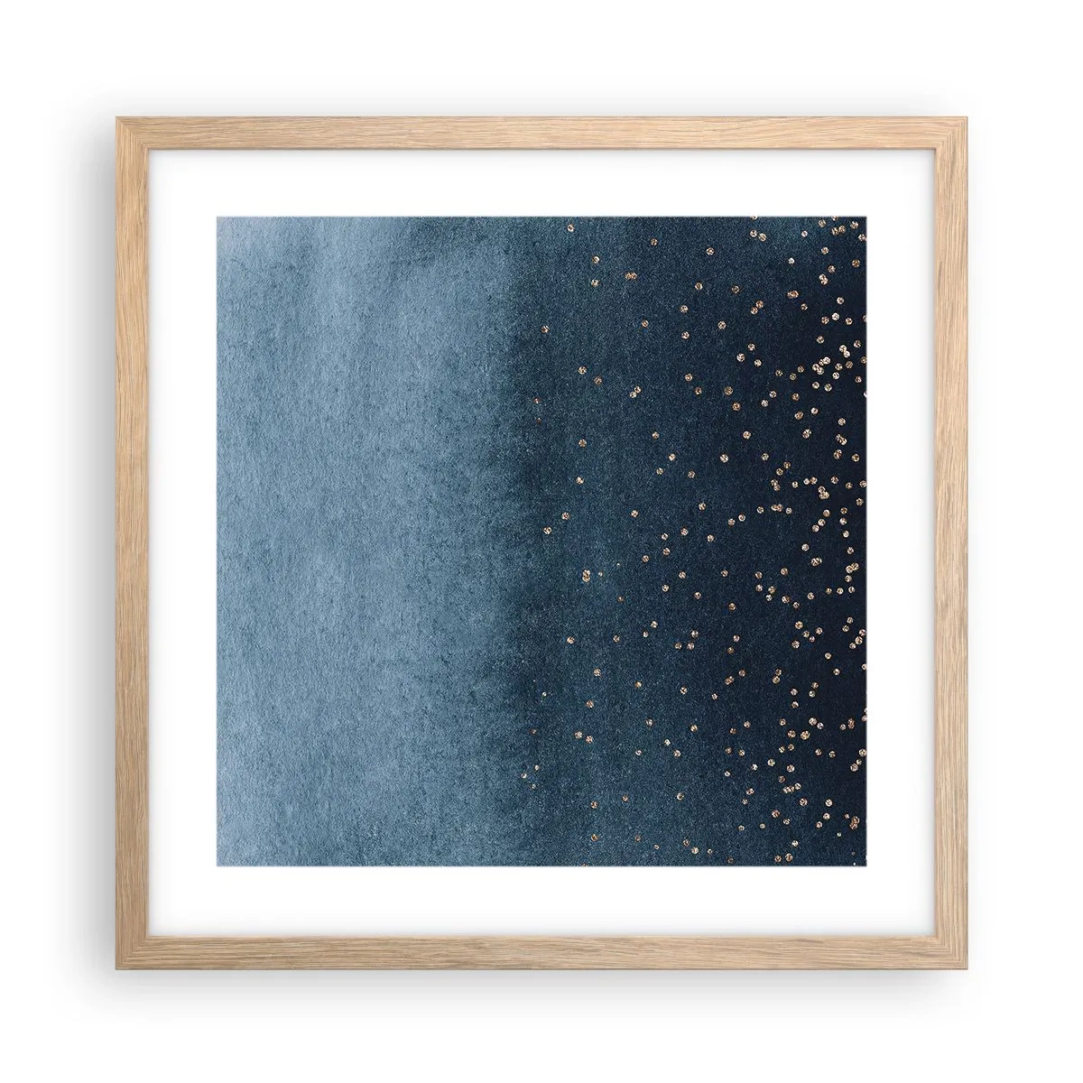 Plakat w ramie jasny dąb - Kompozycja – niebieskie fazy - 40x40 cm