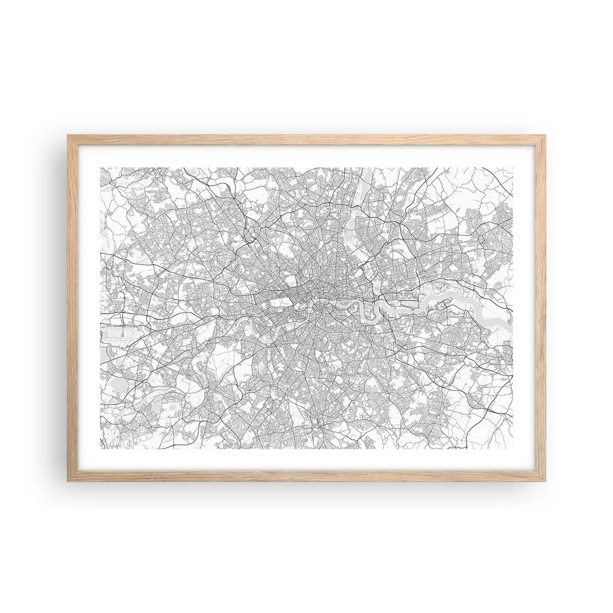 Plakat w ramie jasny dąb - Mapa londyńskiego labiryntu - 70x50 cm