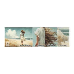 Fototapeta Próbka Premium Sand - Na spotkanie słońca i wiatru - Dziewczyna, Plaża, Spacerować - 100x30 cm
