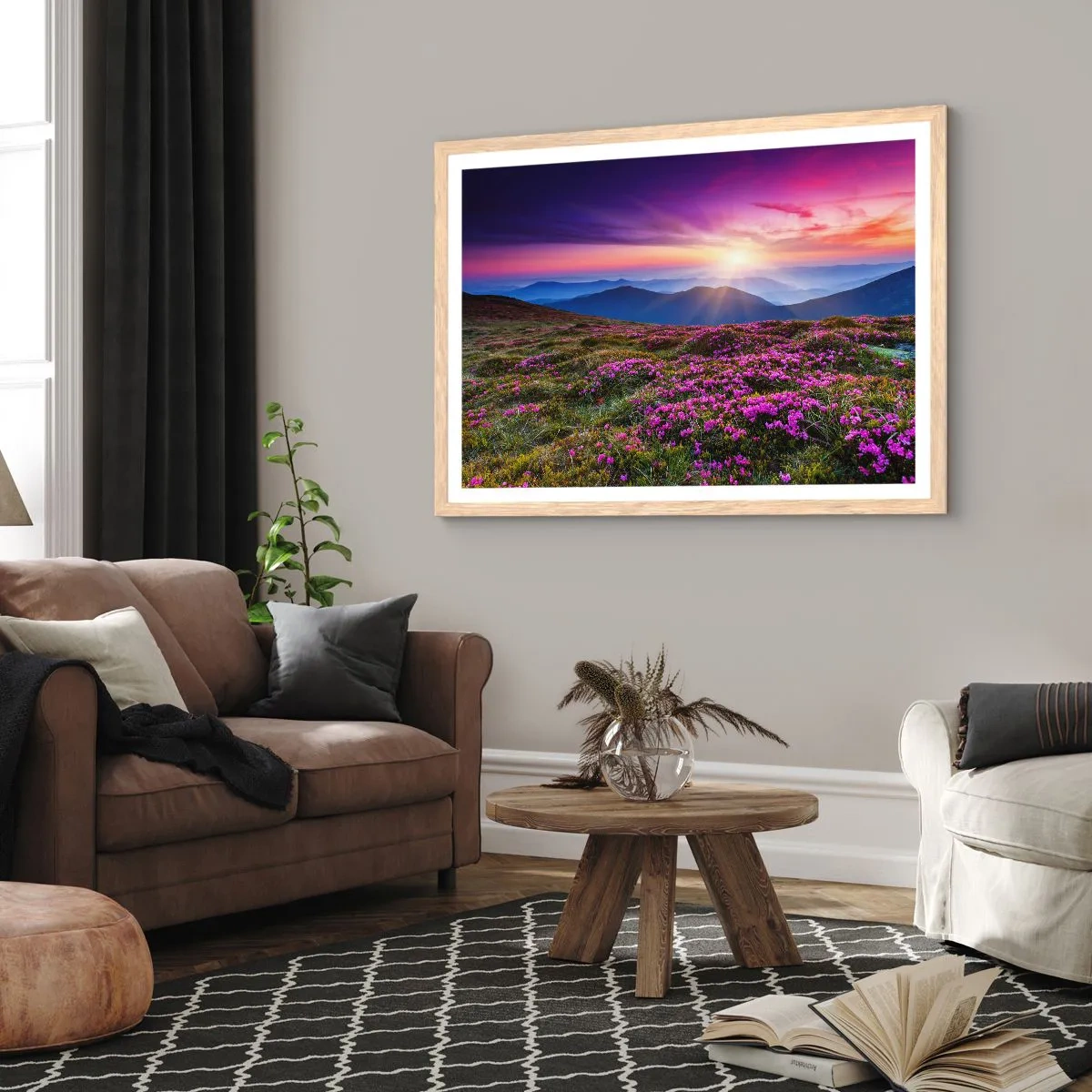 Plakat w ramie jasny dąb - Ziół zapachniały świeże pęki od niw - 91x61 cm