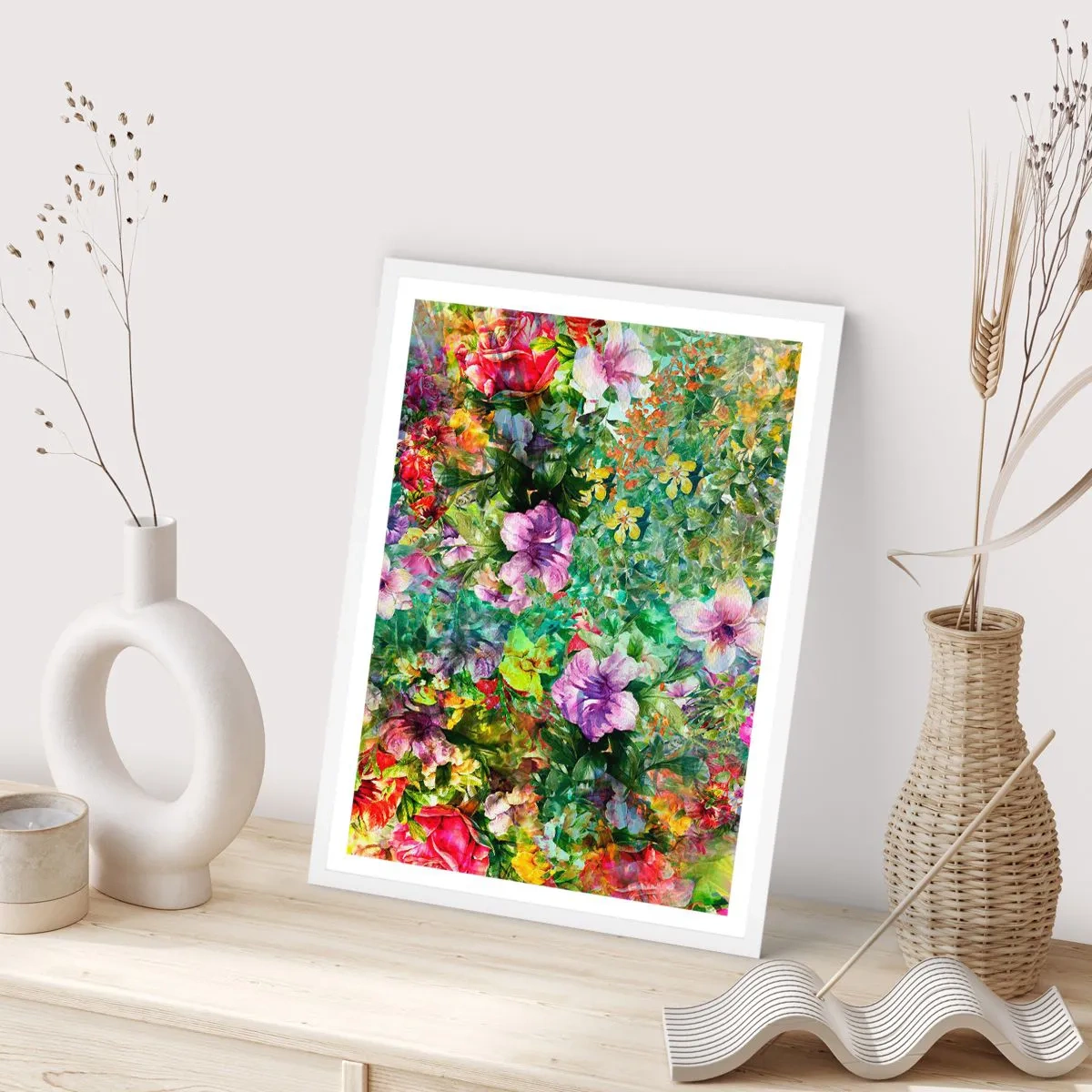 Plakat w białej ramie - W kwiaty na zatracenie - 61x91 cm
