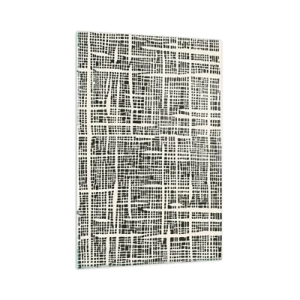 Obraz na szkle - Geometryczny wzór przypominający siatkę na jasnym tle - 80x120cm - Kompozycja utkana - Nowoczesna dekoracja ścienna do salonu i sypialni ARTTOR