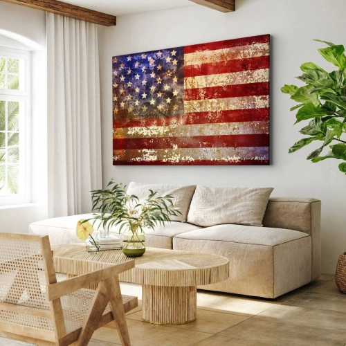 Obraz na płótnie - Chwała nie przemija - Stylizowana flaga USA z efektem postarzenia - 70x50cm