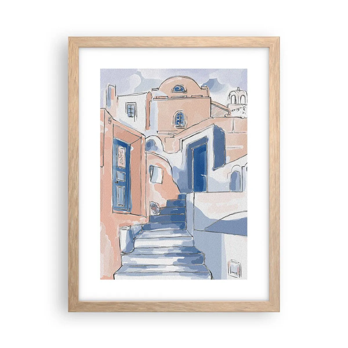 Plakat w ramie jasny dąb - Egzotyczne miasto - 30x40 cm