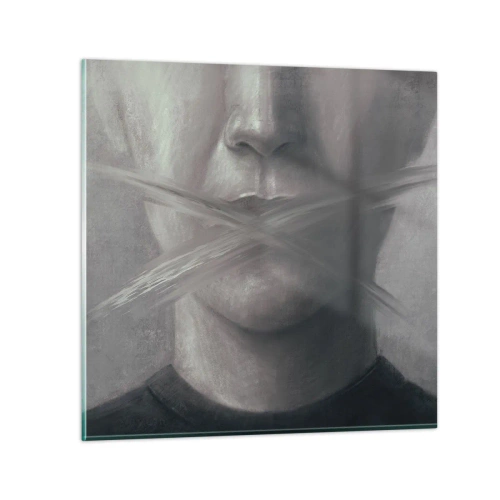 Obraz na szkle - Ani słowa - 60x60 cm