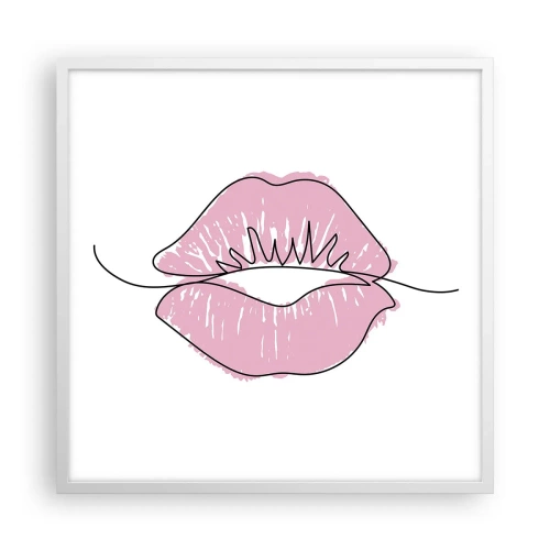 Plakat w białej ramie - Gotowy do pocałunku? - 60x60 cm
