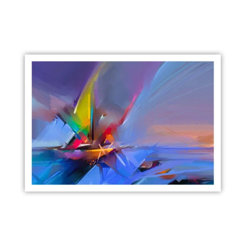 Plakat - Abstrakcyjna kompozycja z intensywnymi kolorami - 100x70cm - Śmigła jak ptak - Nowoczesna dekoracja ścienna do salonu i sypialni ARTTOR