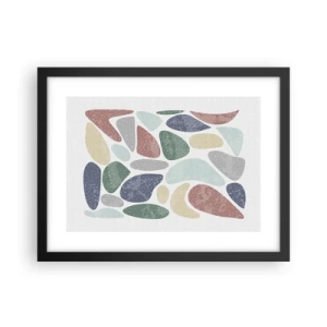 Plakat w czarnej ramie - Mozaika pudrowanych barw - 40x30 cm