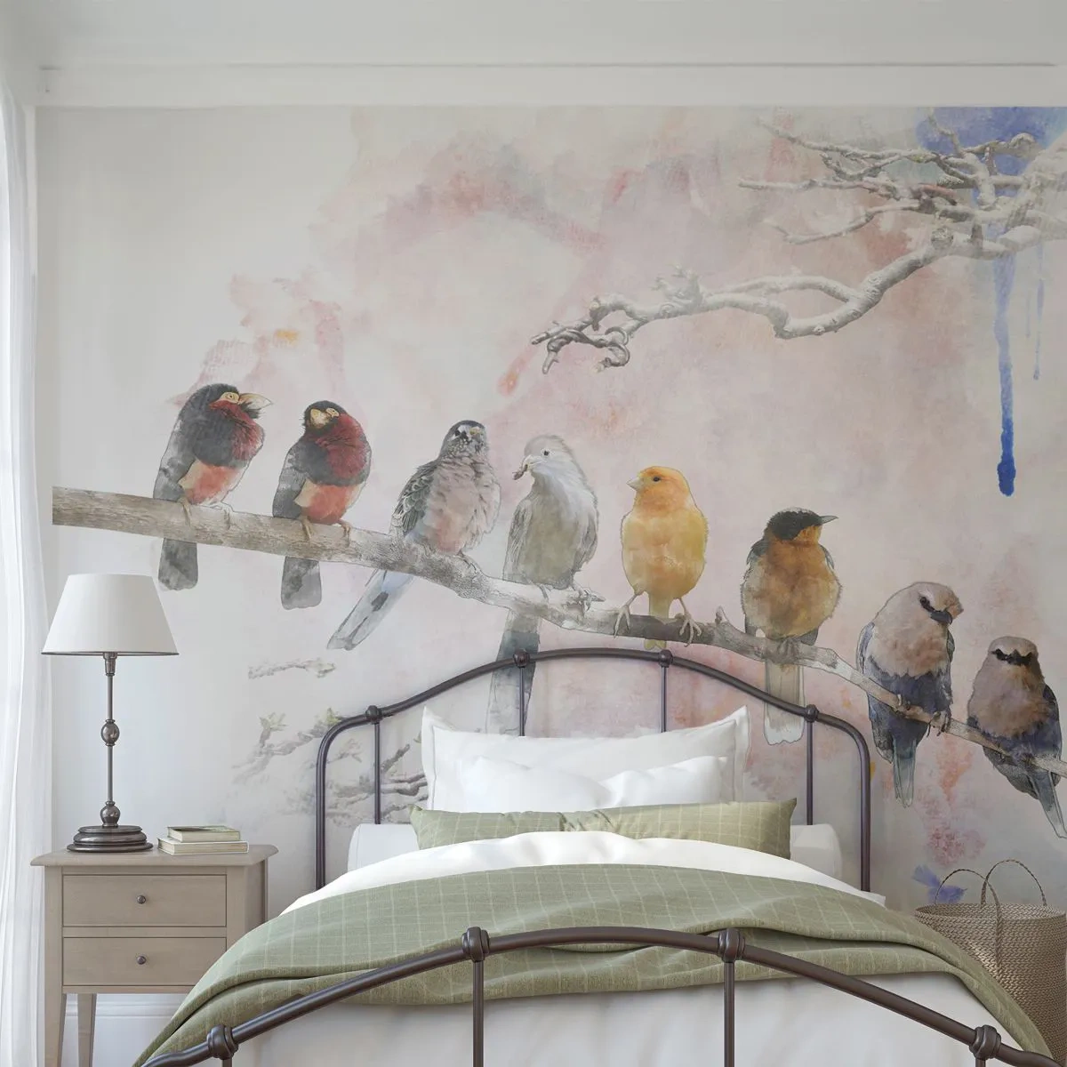 Fototapeta Standard Eco - Skrzydlate spotkanie - Ptaki, Natura, Grafika - 250x175 cm