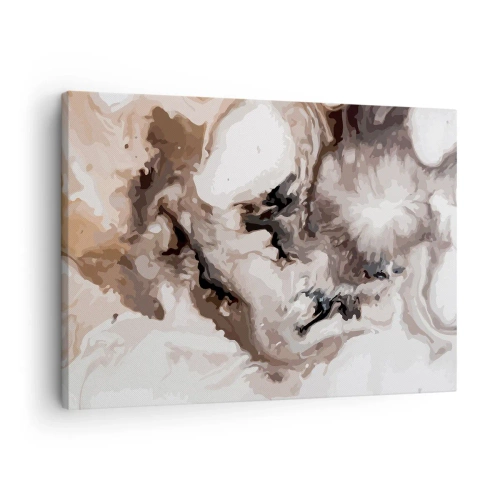 Obraz na płótnie - Abstrakcyjny wzór w odcieniach brązu i bieli - 70x50cm - Narodziny galaktyki - Nowoczesna dekoracja ścienna do salonu i sypialni ARTTOR