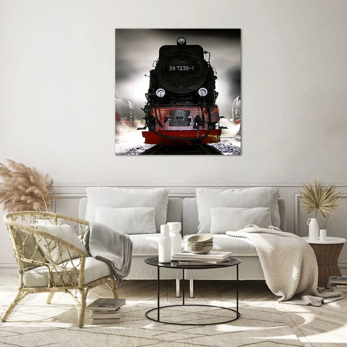 Obraz na szkle - Stoi i sapie, dyszy i dmucha - 70x70 cm