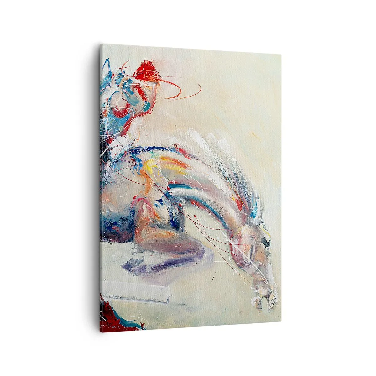 Obraz na płótnie - Abstrakcyjny obraz konia w dynamicznej formie - 50x70cm - Trzymaj się, lecimy - Nowoczesna dekoracja ścienna do salonu, kuchni i sypialni ARTTOR